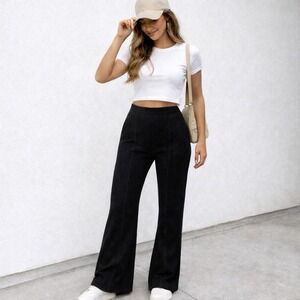 🔥🔥🔥NWT Area Stars Black Ribbed Flared Pants Pants